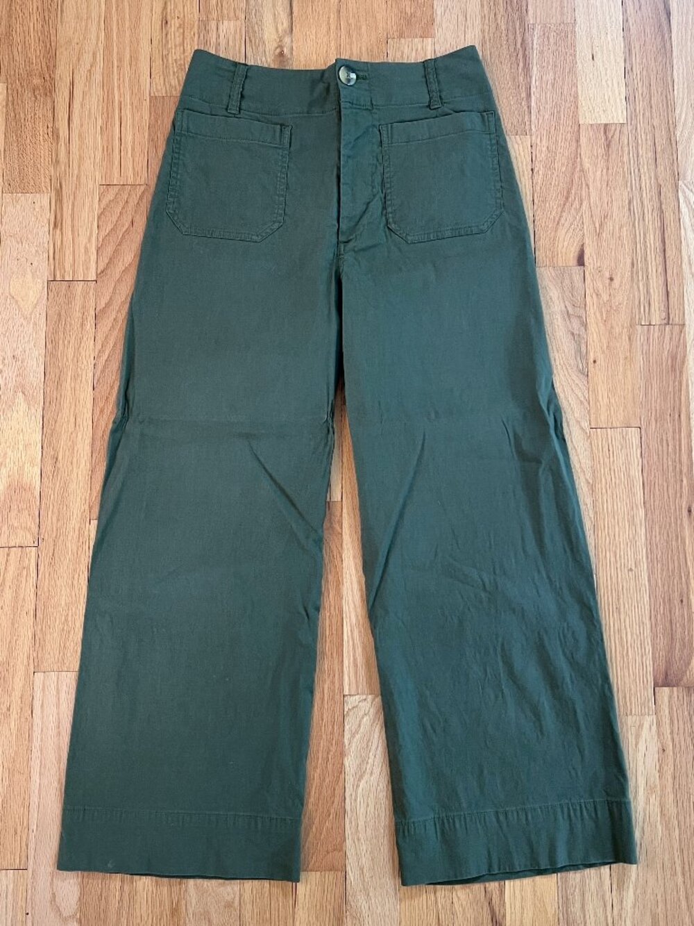Maeve Colette Anthropologie Women’s Olive Army Green Cropped Wide Leg Pants 28
